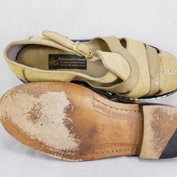 SIAM LEATHER  GOODS SLG MEN FISHERMAN BEIGE SANDALS HANDMADE SZ 11-11.5 $750 * - Picture 6 of 9